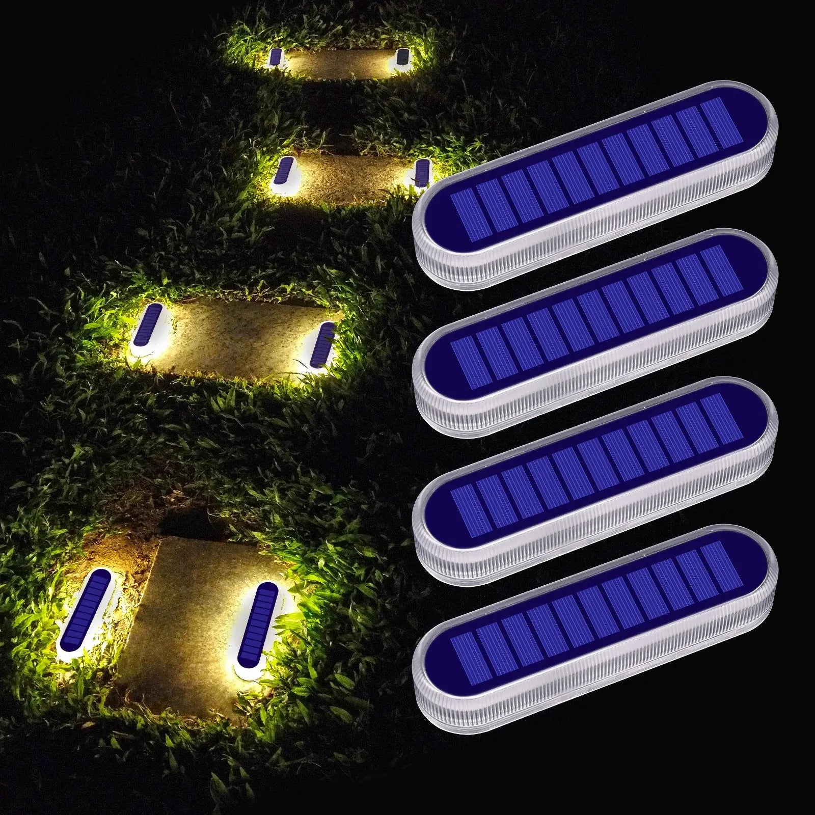 Solar Deck Lights 4 Pack Outdoor Step Lights Waterproof IP68 Led Solar Garden Lights for Railing Stairs Fence Yard Patio Pathway tableandwalllamps