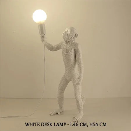 SANDYHA Nordic Resin Table Light Black White Monkey Led Desk Lamp for Bedside Children's Room Study Coffee Shop Decor Wall Lamps tableandwalllamps