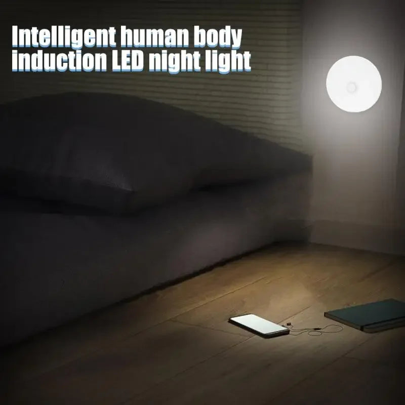 Human body induction lamp led night light rechargeable automatic light control corridor staircase wall lamp bedroom closet lamp tableandwalllamps