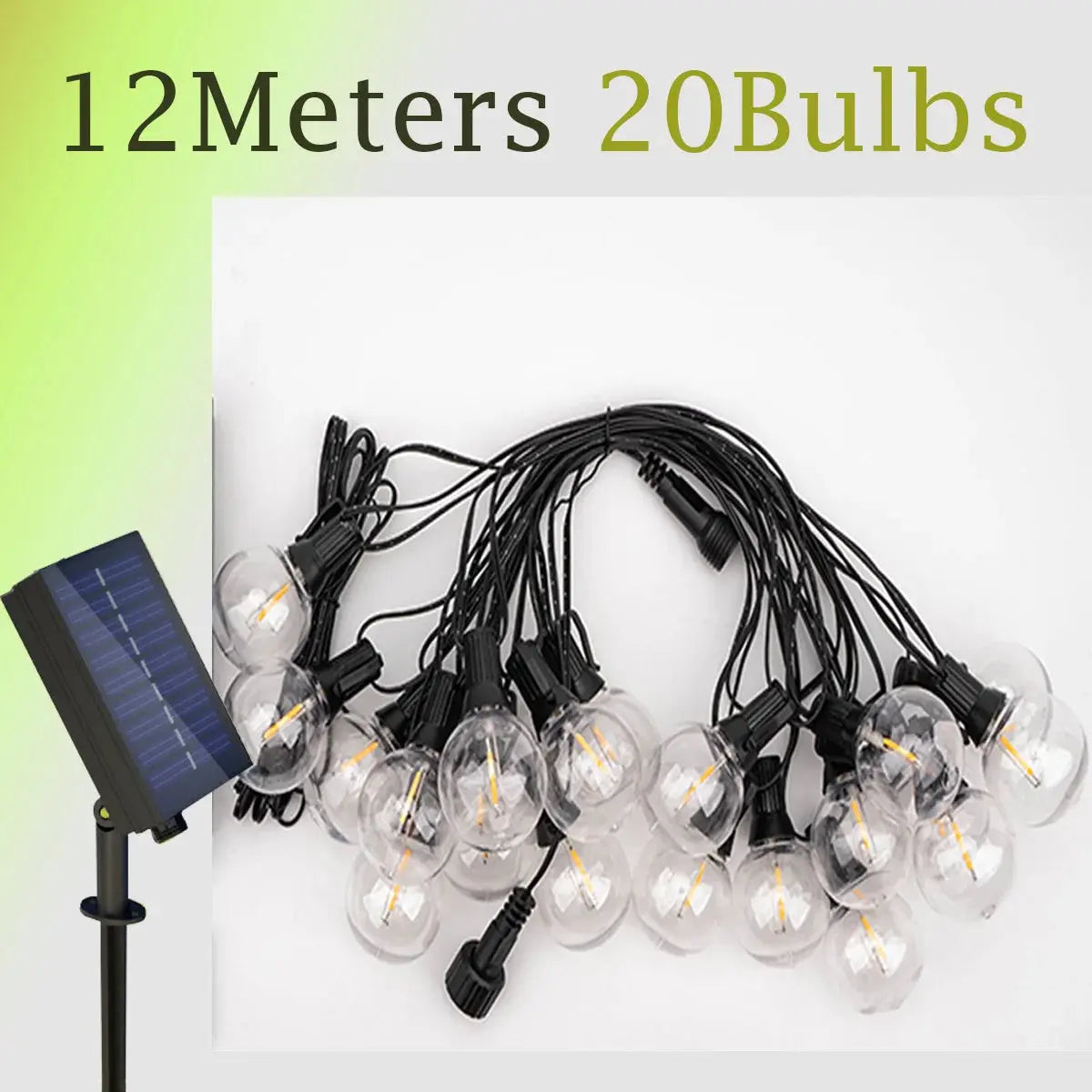 LED String Lights Bulbs 21Meter G40 Globe Lights Outdoor Garden Patio Waterproof Decoration Solar Power Garland Wedding Lighting tableandwalllamps