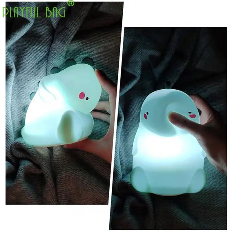 Decompression toy cute little dinosaur silicone night light color change remote control dual function ornament zd68 tableandwalllamps