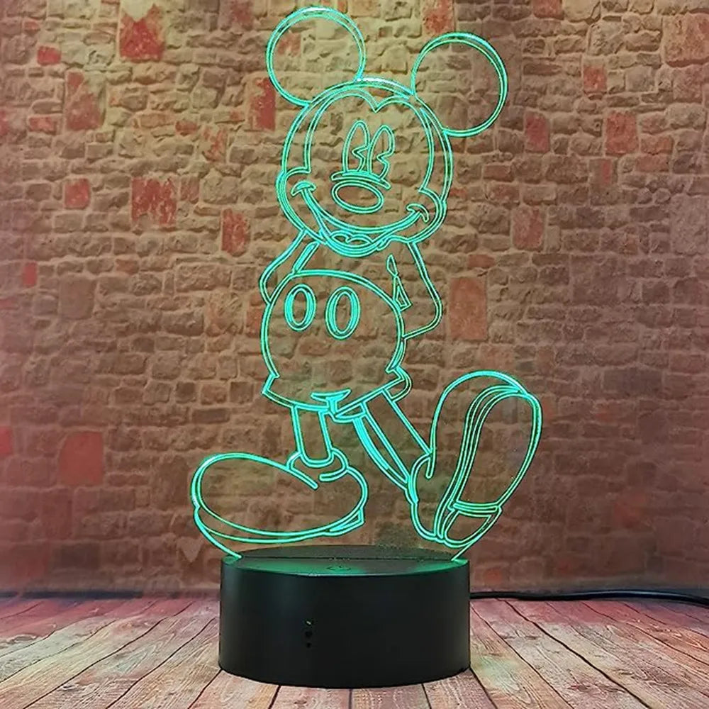 Disney Cartoon 3D Night Light Minnie Mickey Mouse Acrylic Touch 3D illusion Lamp Bedroom Decorative Table Lamp Child Toys Gifts tableandwalllamps