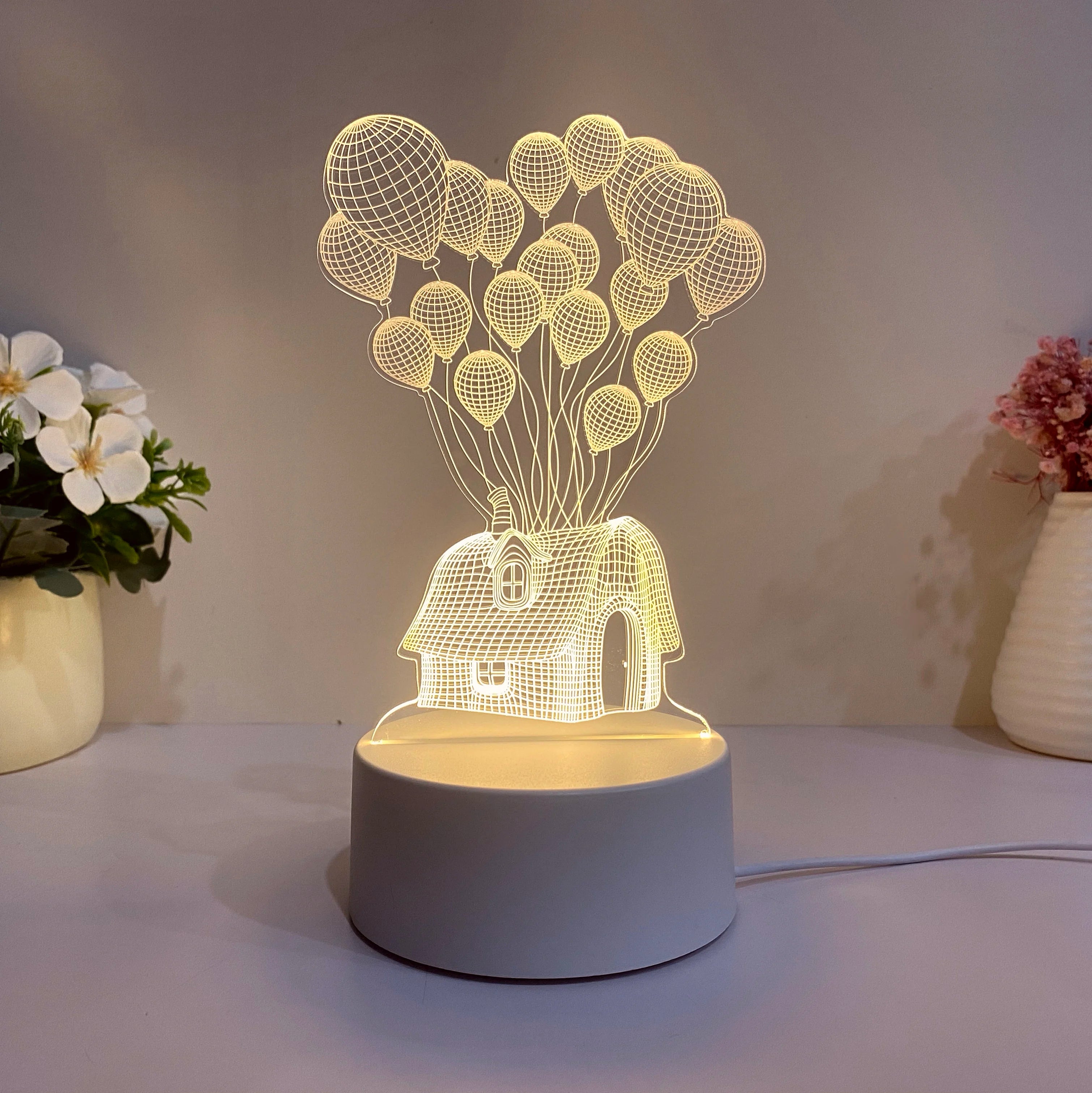 1pc balloon house 3D night light, mood mood light, USB soft light with sleeping light, holiday gift table light. tableandwalllamps