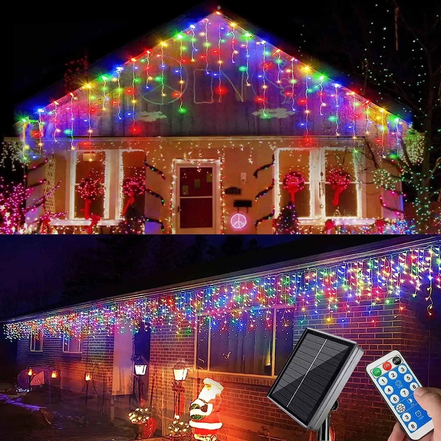 Solar Outdoor Light Garland Christmas Decorations 2023 Street Garland 8 Modes Festoon Led Light String with Remote Control tableandwalllamps