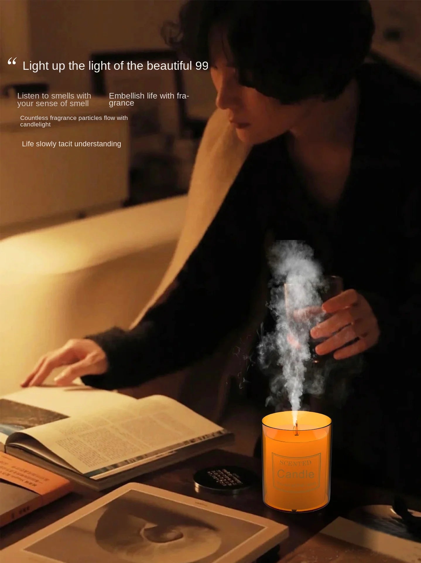 Candle Mist Maker Fogger Atmosphere Light Mini Aroma Essential Oil Diffuser Humidifier Air Freshener Home Decor tableandwalllamps