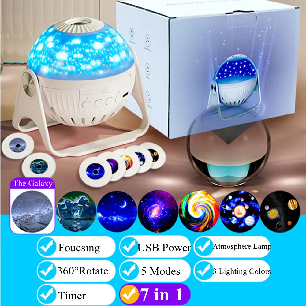 New 32 in 1  Planetarium Projector Starry Sky Night Light with Bluetooth Music Star Projector LED Lamp for  Bedroom Decor tableandwalllamps