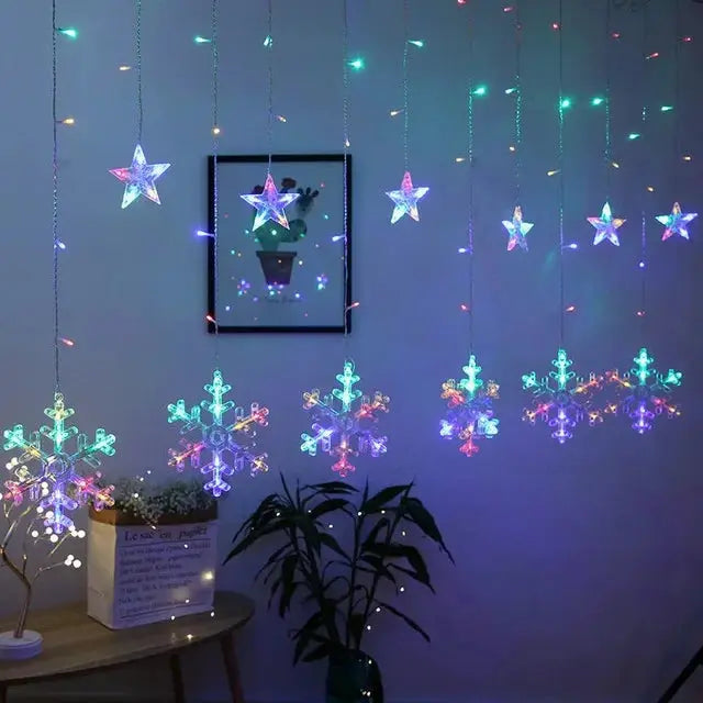 Christmas Lights Solar Moon Star LED String Lights Decoration for Home outdoor Wedding Led Curtain Lamp Holiday Decor tableandwalllamps