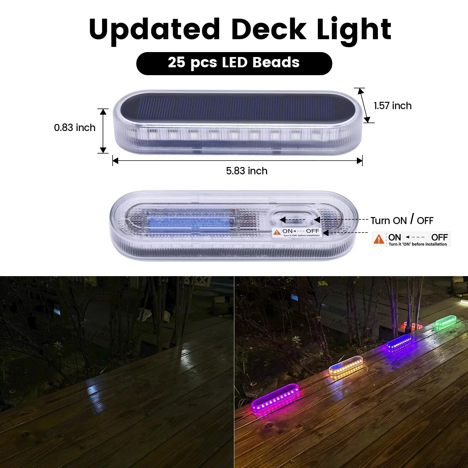 RGB Solar Step Lights Outdoor Solar Path Garden Light Waterproof IP68 Solar Deck Lamp Decoration for Patio Stair Fence Courtyard tableandwalllamps