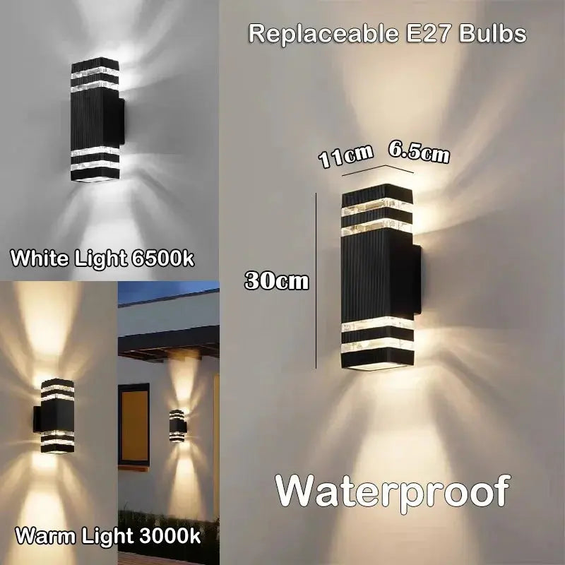 E27 Outdoor Wall Lights Up Down LED Sconce IP65 Waterproof Exterior Wall Sconce for Porch Front Door Lighting Outside Wall Lamp tableandwalllamps