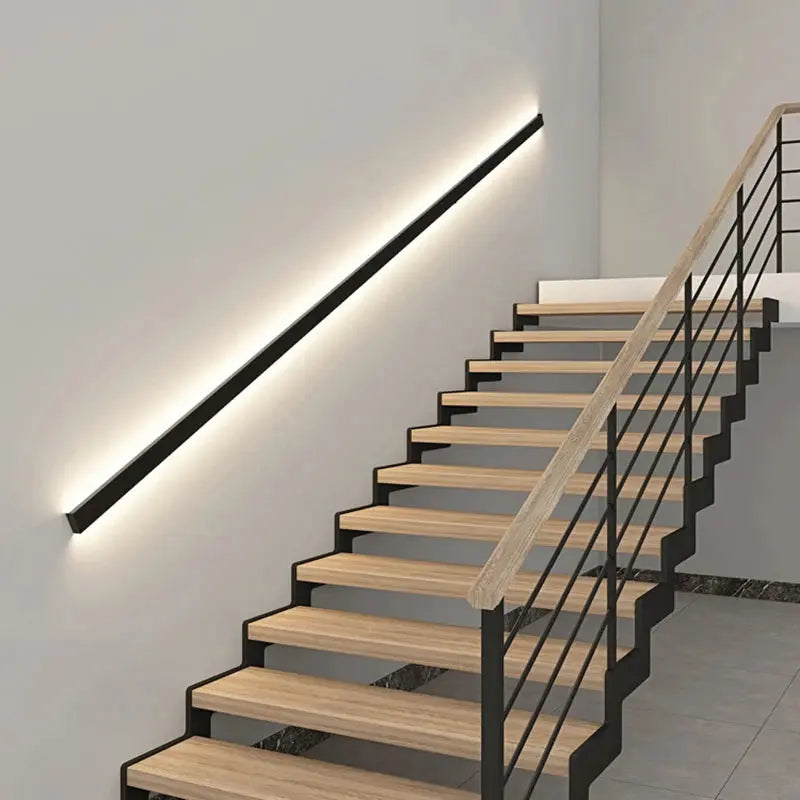 Surface Mounted Long Armrest Wall Lamp Staircase Hallway Lighting Simple Line Lamp Bedroom Light White Black Decorative Sconce tableandwalllamps