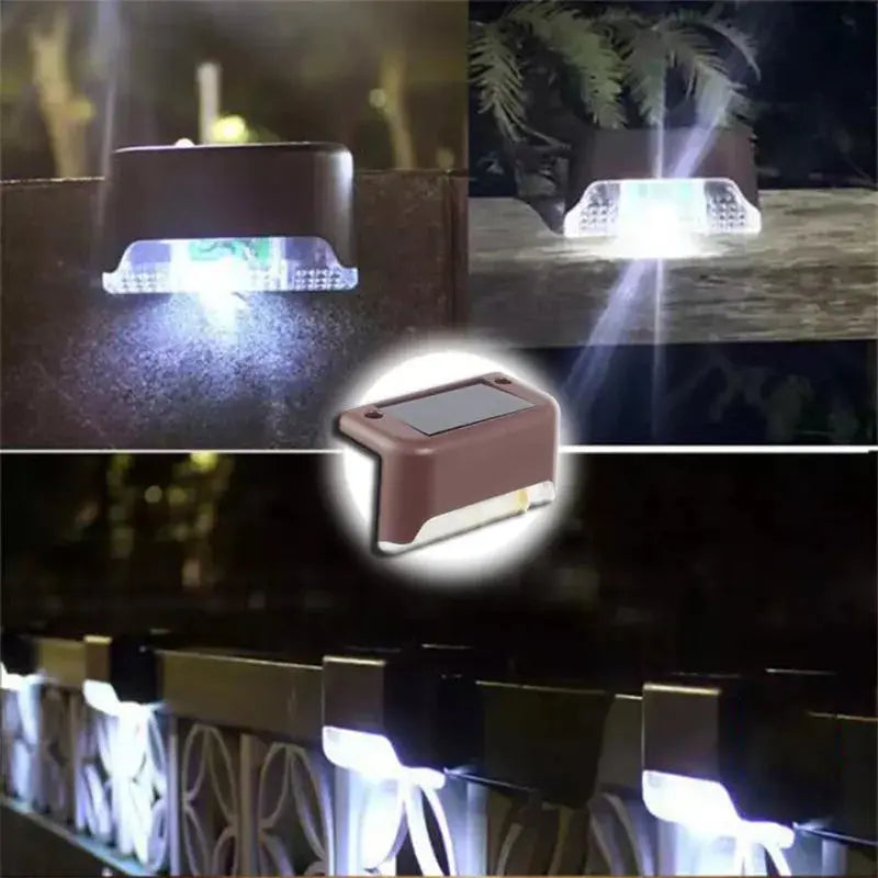 Warm White LED Solar Step Lamp Path Stair Outdoor Garden Lights Waterproof Balcony Light Decoration for Patio Stair Fence Light tableandwalllamps