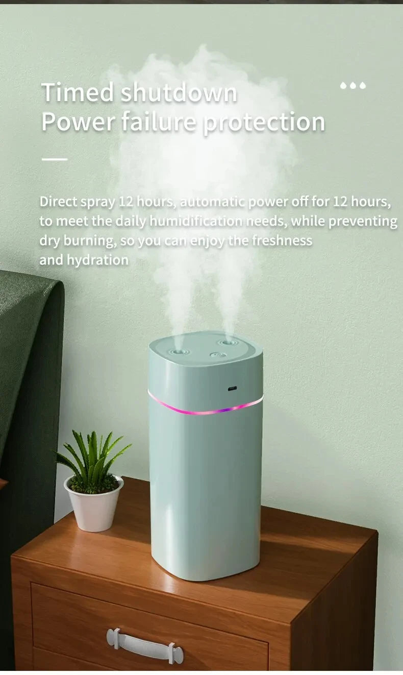 Creative Dual Nozzle Humidifier Desktop Home Bedroom Car Aromatherapy Silent Oil Diffuser Usb 7 Color Ambient Light tableandwalllamps