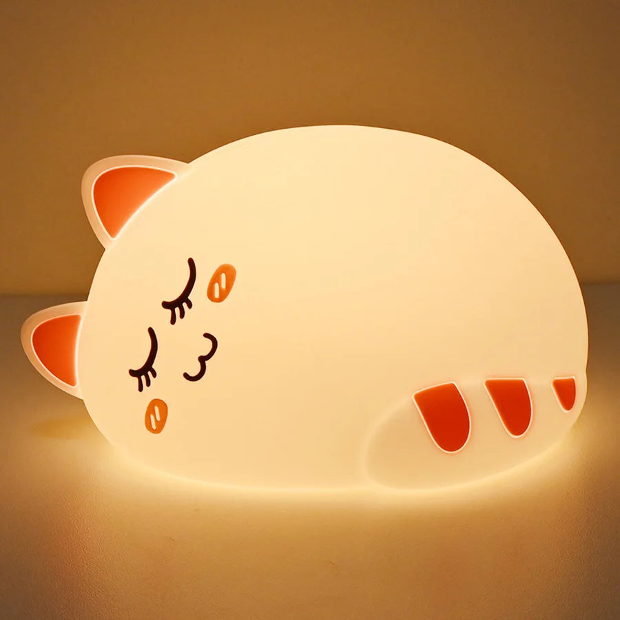 Cute Silicone Night Light Rabbit Whale Cat Touch Sensor USB Rechargeable Bedroom Bedside Lamp For Kids Baby Dropshipping tableandwalllamps