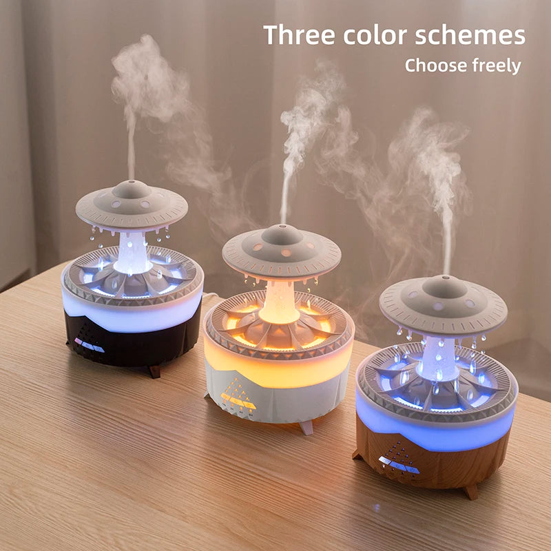 350ml Aroma Air Humidifier Mini Usb Remote Control Raindrop Colorful Light Aromatherapy Room Rain Cloud Aroma Oil  Diffuser tableandwalllamps