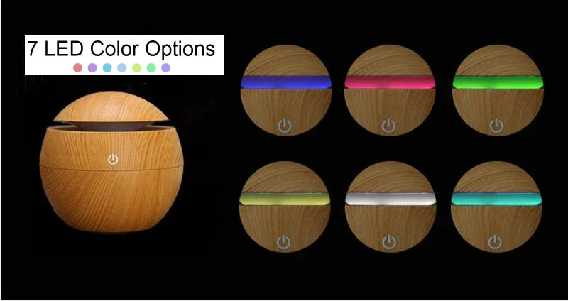 200ml USB Aroma Essential Oil Diffuser Ultrasonic Mini Humidifier Air Purifier 7 Color Change LED Night Light for Office Home tableandwalllamps