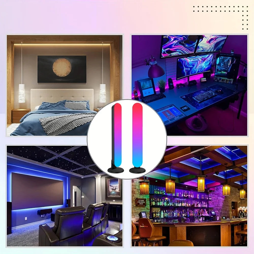 2PCS LED Pickup Light RGB Smart APP Control Symphony Lamp Bar Music Rhythm TV Ambient Light Gaming Room Table Night Light tableandwalllamps