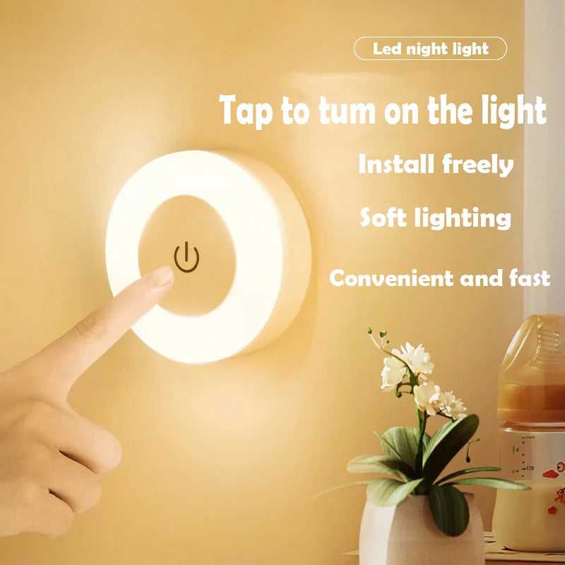 Dimming Touch LED Night Light USB Rechargeable Night Lamp Dedroom Kitchen Cabinet Wardrobe Lamp Staircase Wireless Closet Light tableandwalllamps