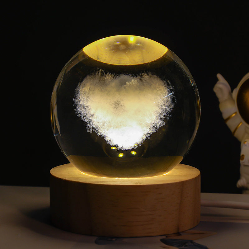 Luminous Starry Sky And Planets Moon Moon Crystal Ball Small Night Lamp Projection Ambience Light Creative Gift New Strange Gift tableandwalllamps