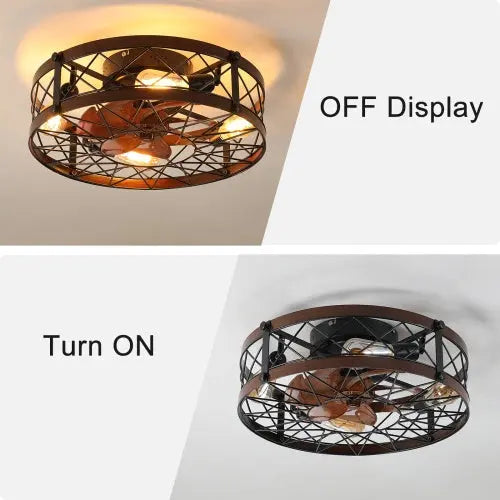 Cage Ceiling Fan With Light, Black, Recessed Ceiling Fan Light, Farmhouse Small Ceiling Fan With Light Fixture, Bedroom Reversible Fan - E26 Bulb Included -Unavailable Platform - Amazon - Temu tableandwalllamps