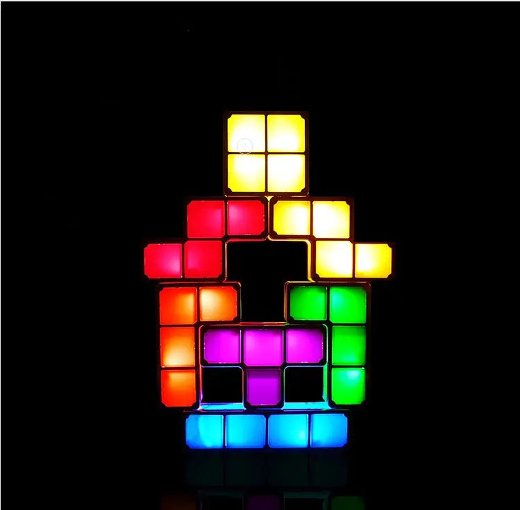 Children's DIY Intelligence Development Toy LED Light 7 Multi-color Blocks tableandwalllamps