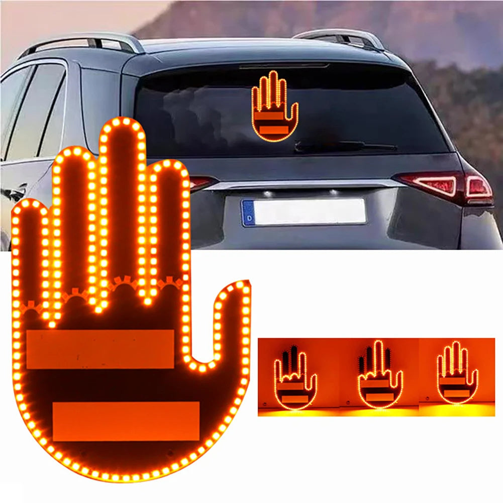 Funny New LED Illuminated Gesture Light Car Finger Light With Remote Road Rage Signs Middle Finger Gesture Light Hand Lamp tableandwalllamps