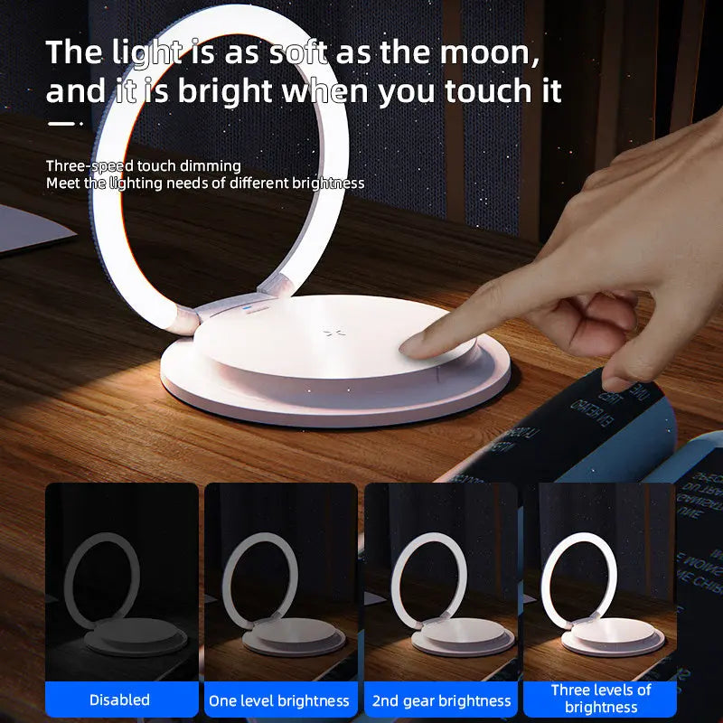 2 In 1 Wireless Charging 3 Gear Creative LED Small Night Light Portable Phone Stand Folding Bedside Lamp 15W Fast Charging tableandwalllamps