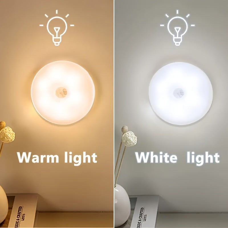 USB Rechargeable Motion Sensor Night Light - Warm and White LED, Automatic On/Off, Long-Life Battery, Ideal for Bedrooms, Stairs, Under Cabinets, Wardrobes, Holiday Decor Gift, 5/10pcs, Indoor Latest Model tableandwalllamps