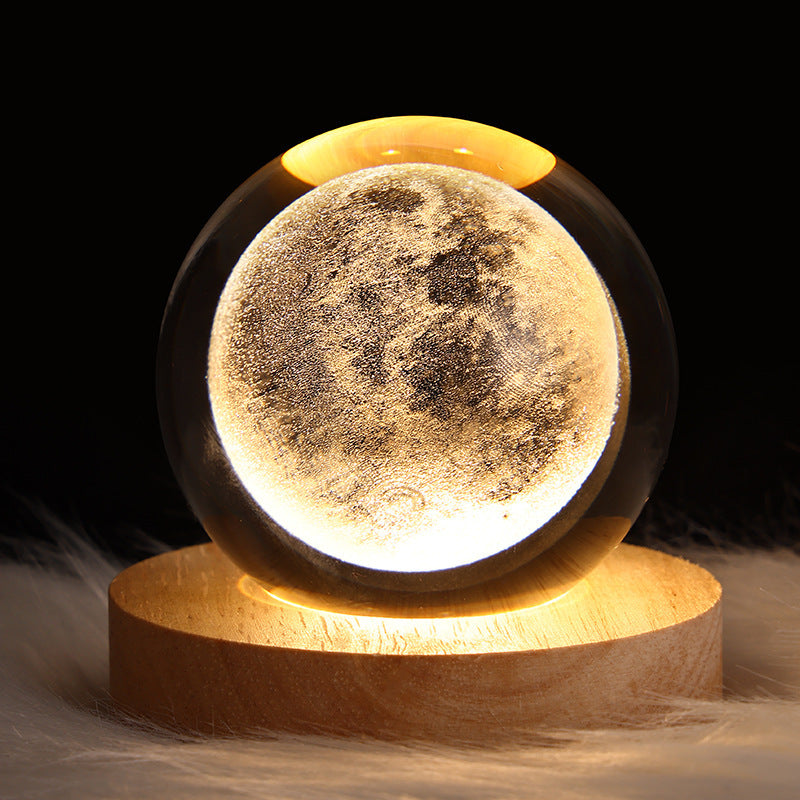 Luminous Starry Sky And Planets Moon Moon Crystal Ball Small Night Lamp Projection Ambience Light Creative Gift New Strange Gift tableandwalllamps