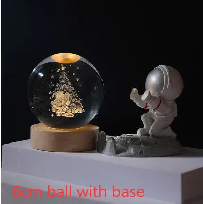 3D Crystal Ball Night Light Solar System Cosmic Theme LED Decoration Light Wooden Base Astronomy Nightlights Birthday Gift tableandwalllamps