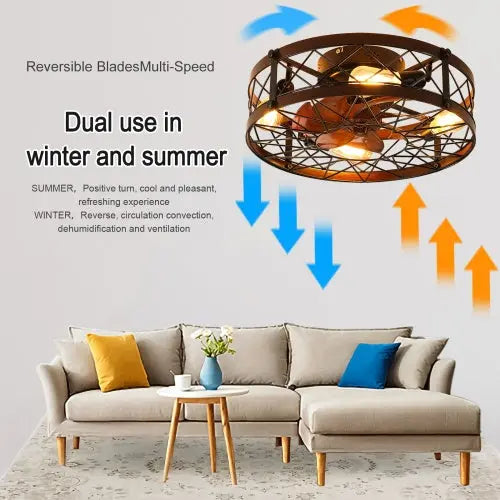 Cage Ceiling Fan With Light, Black, Recessed Ceiling Fan Light, Farmhouse Small Ceiling Fan With Light Fixture, Bedroom Reversible Fan - E26 Bulb Included -Unavailable Platform - Amazon - Temu tableandwalllamps