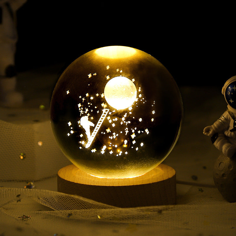 Luminous Starry Sky And Planets Moon Moon Crystal Ball Small Night Lamp Projection Ambience Light Creative Gift New Strange Gift tableandwalllamps