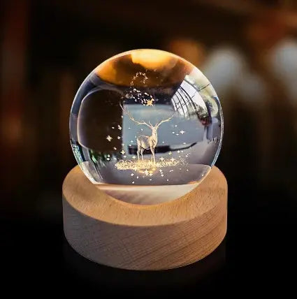 3D Crystal Ball Night Light Solar System Cosmic Theme LED Decoration Light Wooden Base Astronomy Nightlights Birthday Gift tableandwalllamps