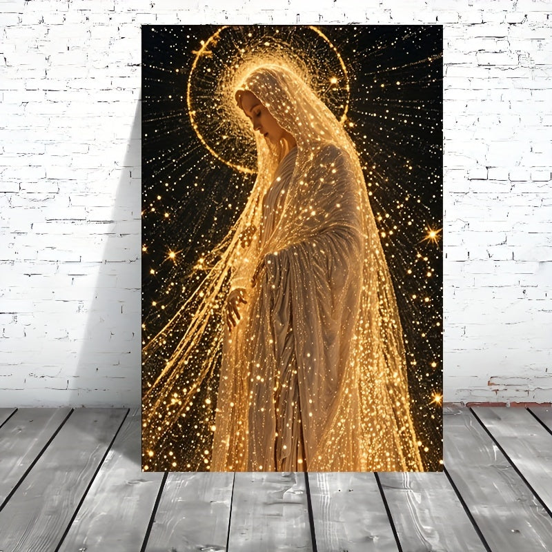 1pc Stunning Virgin Mary Canvas Print - Frameless Wall Art Poster - Waterproof, Unique Religious Artwork - For Living Room, Bedroom, Office, Dining - Ideal Gift for Religious Individuals & Art Lovers tableandwalllamps