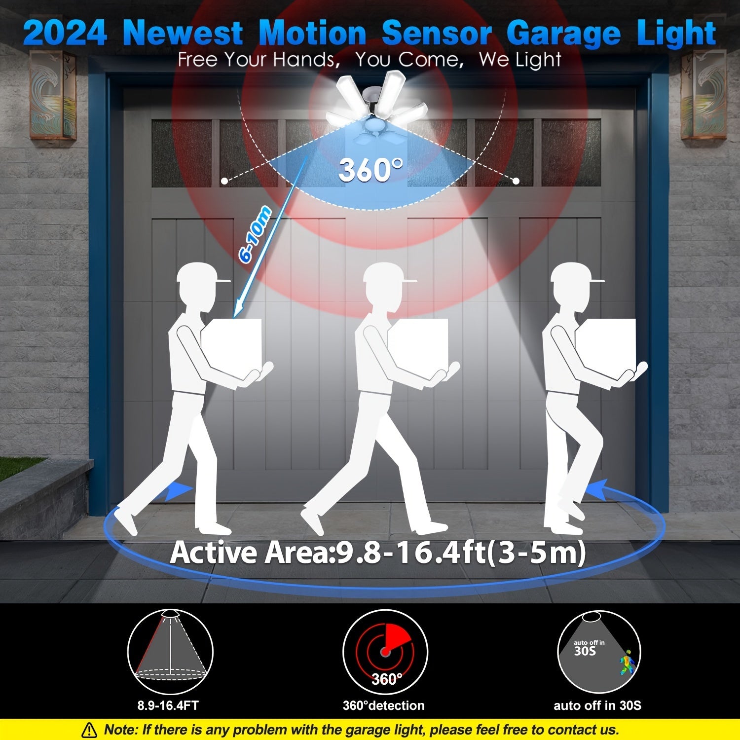 Motion Sensor Garage Light - 1 Pack/ 2 Packs Shop Light With Motion Sensor, Dusk To Dawn Indoor Motion Activated LED Ceiling Light For Garage, Warehouse, Workshop tableandwalllamps