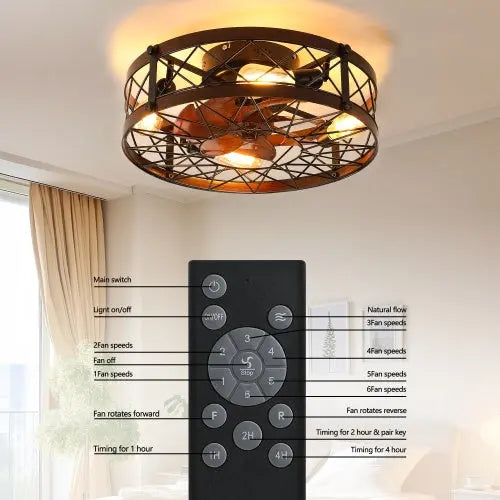 Cage Ceiling Fan With Light, Black, Recessed Ceiling Fan Light, Farmhouse Small Ceiling Fan With Light Fixture, Bedroom Reversible Fan - E26 Bulb Included -Unavailable Platform - Amazon - Temu tableandwalllamps